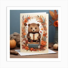 Bear Reading A Book Art Print