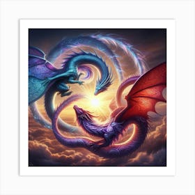 Dragons In The Sky 2 Art Print