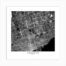 Toronto Black And White Map Square Art Print