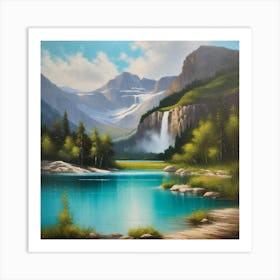 Waterfall In The Mountains 41 Art Print