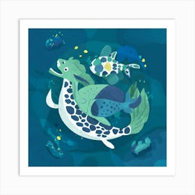 Mermaid In The Sea Art Print