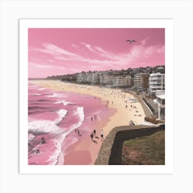 Bondi Beach, Sydney, Australia Pink Photography Art Print