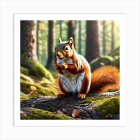 Squirrel In The Forest 335 Art Print