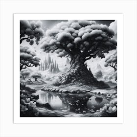 Blankand whiteTree Of Life Art Print