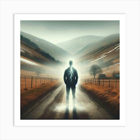 Man Standing On A Road 4 Art Print