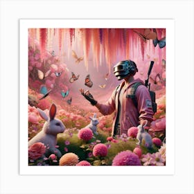 Man In A Field Of Flowers pubg Art Print