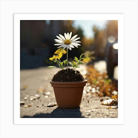 A Micro Tiny Clay Pot Full Of Dirt With A Beautifu (2) Art Print