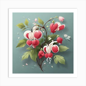 Flowers of Bleeding heart, Vector art Art Print