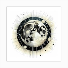 Earth Moon - Abstract Line Art Illustration 284 Art Print