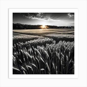 Sunset In A Wheat Field 6 Art Print