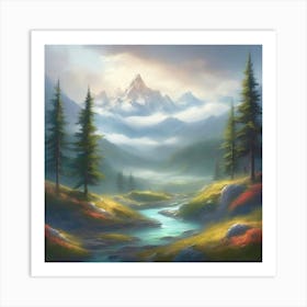 Distant Mountain Peaks Art Print