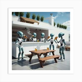 Aliens in a Terrace Drinking Art Print