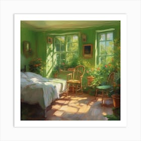 Green Bedroom Art Print