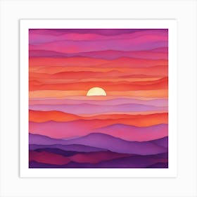 Sunset In The Mountains Art Print