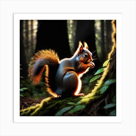 Squirrel In The Forest 26 Art Print