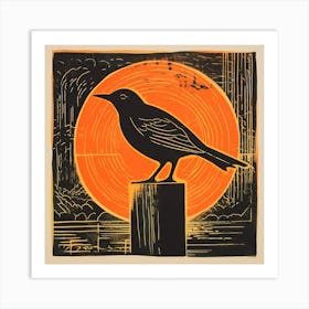 Retro Bird Lithograph Dipper 3 Art Print