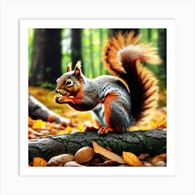 Squirrel In The Forest 395 Art Print