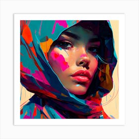 Veiled Beauty Abstract Style Portrait Art Print