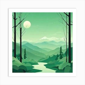 Misty mountains background in green tone 12 Art Print