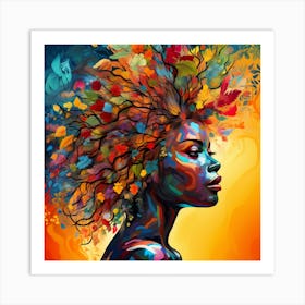 Portrait Of A Woman With Colorful Hair 2 Art Print