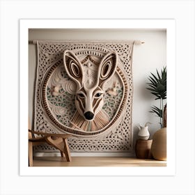 Deer Head Bohemian Wall Hanging Art Print