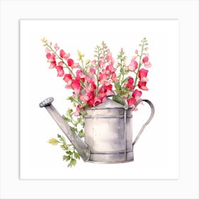 Marion Metal Watering Can With Snapdragons Watercolor White Bac 7ca96191 01de 436c 885b 30efbf47e54e Art Print