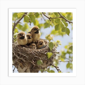 Robins In A Nest Art Print