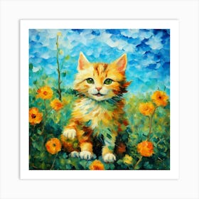 Cat In The Meadow Art Print