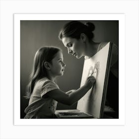 Portrait Of A Mother And Daughter 1 Art Print