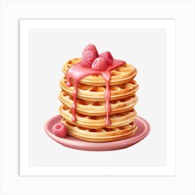 Waffles With Raspberry Syrup 3 Art Print