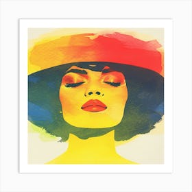 Woman In Colorful Hat Art Print