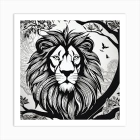 Lion In The Tree 5 Art Print