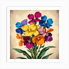 Wallflower Floral Botanical Vintage Poster Flower Art Print 1 Art Print