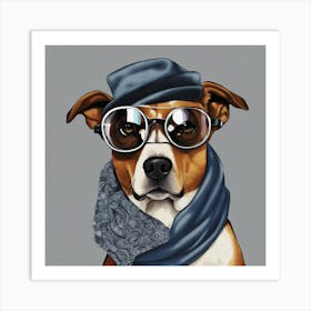 Dog In Glasses Art Print