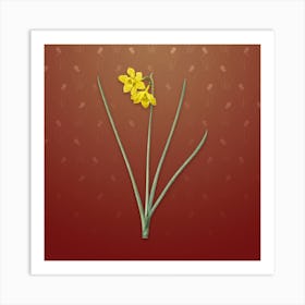Vintage Narcissus Odorus Botanical on Falu Red Pattern n.1021 Art Print