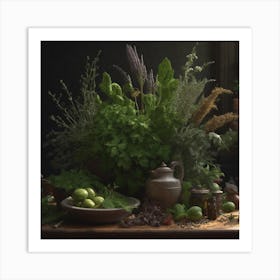 Table Full Of Herbs Art Print