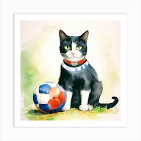 Soccer Cat Art Print