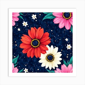 Seamless Pattern With Flowers 1 Art Print