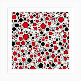 A Vibrant Retro Futuristic Seamless Pattern Featuring Atoms Red And Black And White, flat art, 194 Art Print