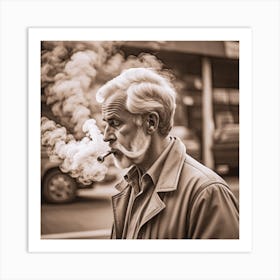 Old Man Smoking A Cigarette Art Print