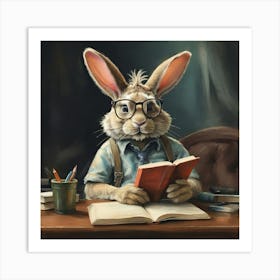 Rabbit Reading A Book Art Print