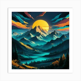 Sunset In The Mountains 47 Art Print