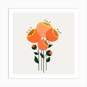 Orange Garden Florals Square Art Print