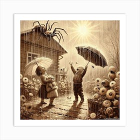 Spider Children In The Rain Art Print