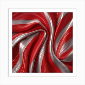 Abstract Red And White Fabric Art Print