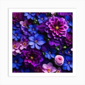 Purple Flowers Wallpaper 4 Art Print