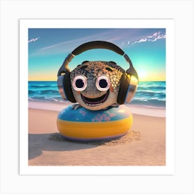 Little Monster With Headphones Art Print