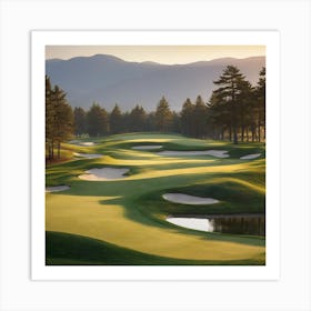 Golf Course At Sunset Art Print