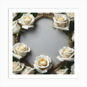 White Roses In A Frame Art Print