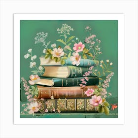 Books And Flowers 4 Art Print